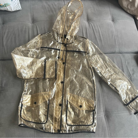 Iconic Gold Glitter Transparent Rain Jacket Coat Topshop - Picture 7 of 7